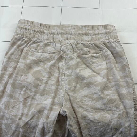 Athleta Pants Womens 4 Cream Camo Cabo Tide Linen Jogger Drawstring Lightweight - Picture 7 of 13